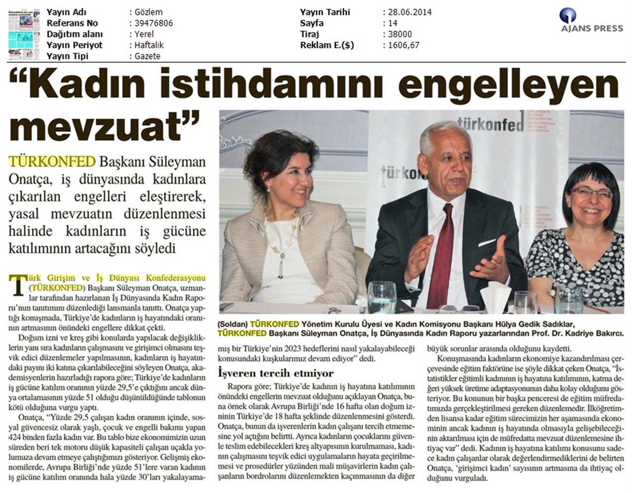 TÜRKONFED Ve Kadin 2014 - 1