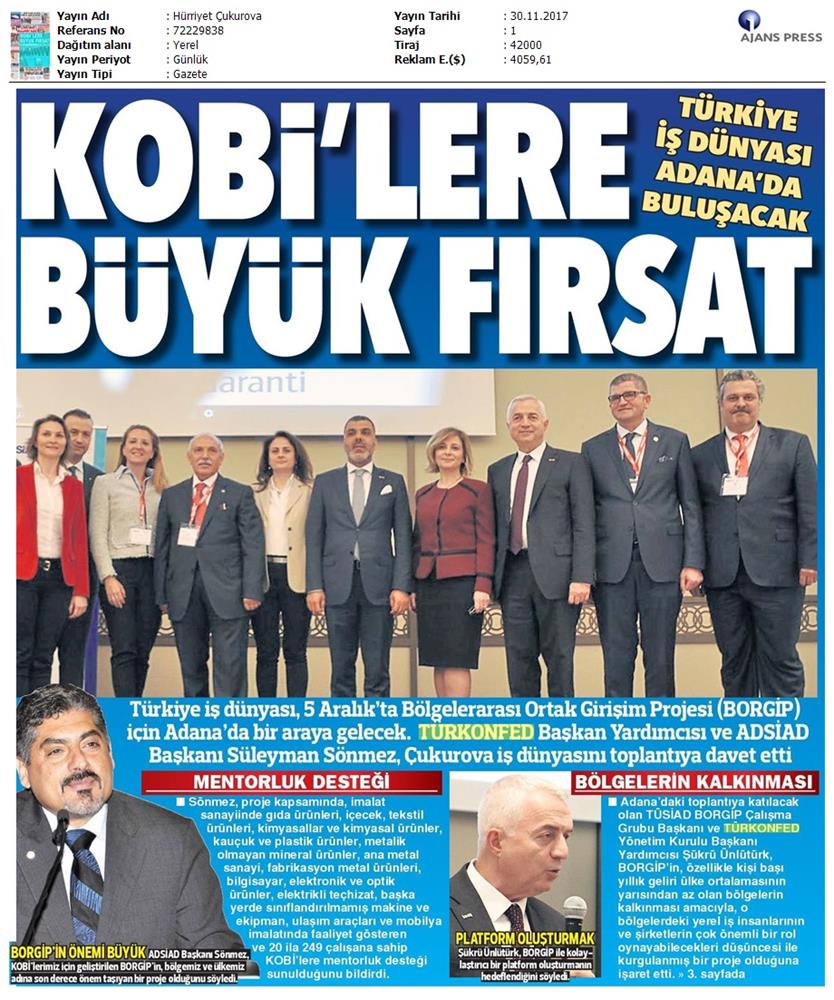 TÜRKONFED Ve TÜSİAD Borgip Adana Toplantısı On Medya Yansimalari 30 Kasim 5 Aralik 2017 - 3