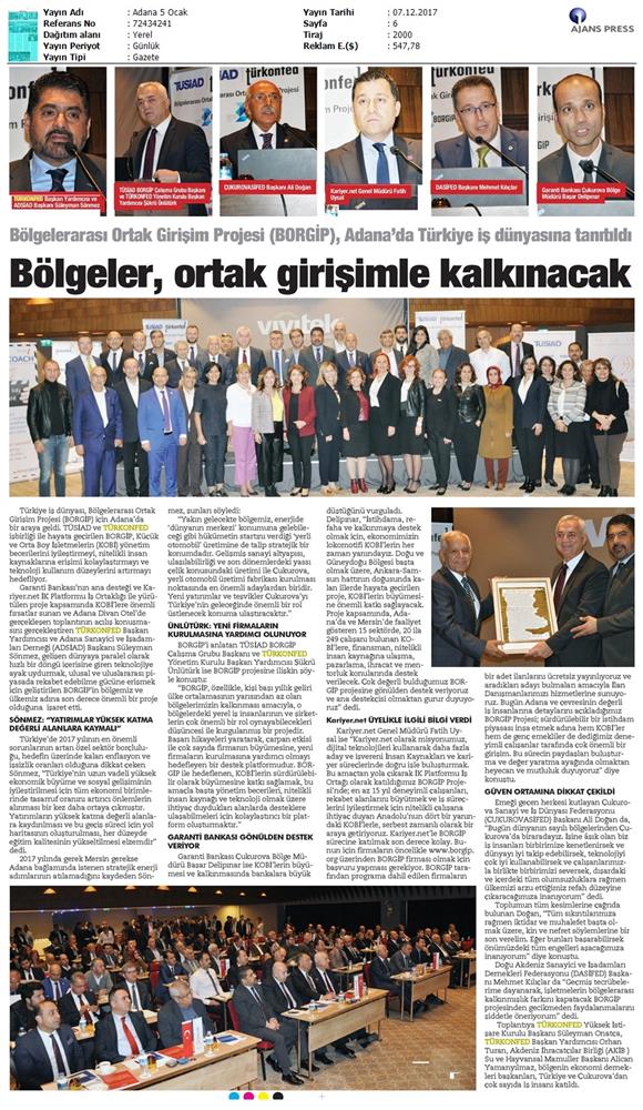 TÜRKONFED Ve TÜSİAD Borgip Adana Toplantısı On Medya Yansimalari 30 Kasim 5 Aralik 2017 - 35