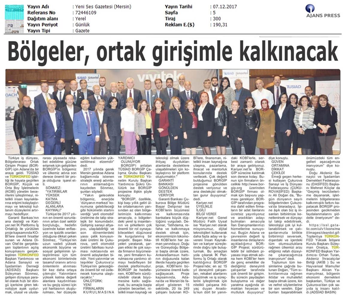 TÜRKONFED Ve TÜSİAD Borgip Adana Toplantısı On Medya Yansimalari 30 Kasim 5 Aralik 2017 - 52