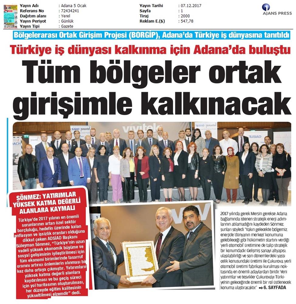 TÜRKONFED Ve TÜSİAD Borgip Adana Toplantısı On Medya Yansimalari 30 Kasim 5 Aralik 2017 - 60