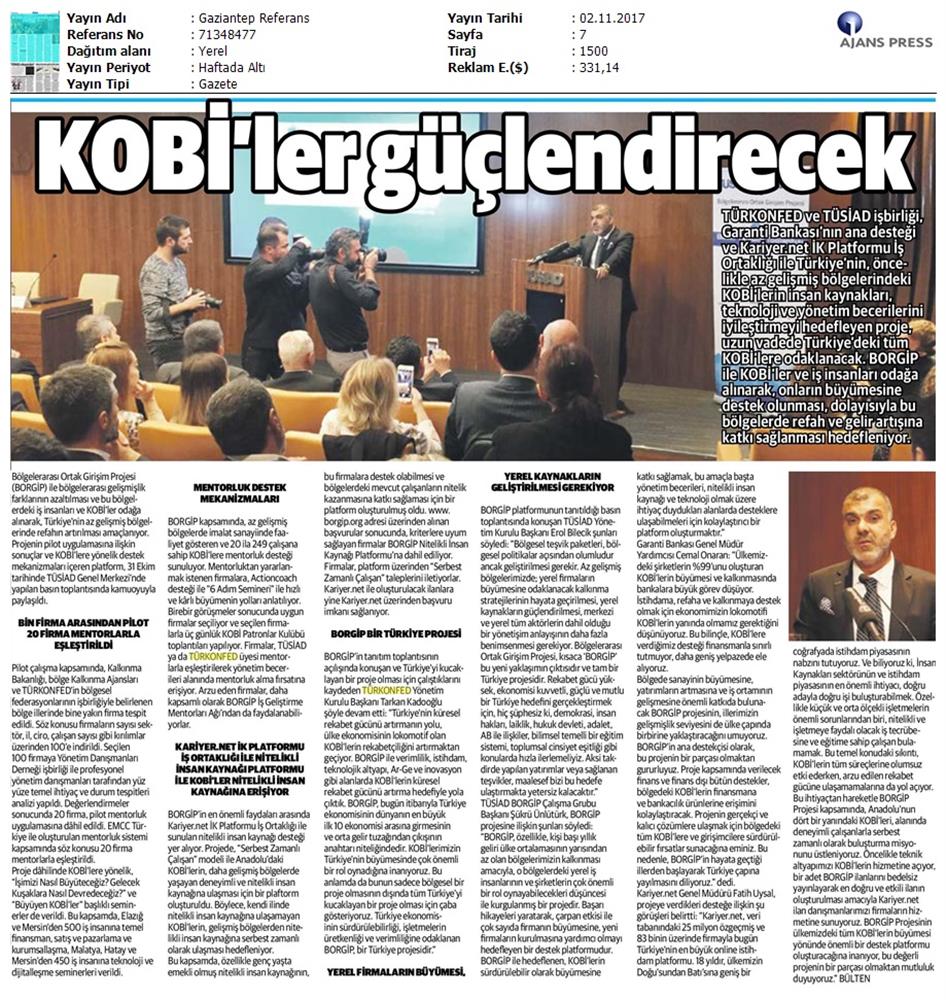 TÜRKONFED Ve TÜSİAD Borgiptanitim Toplantısı Medya Yansimalari 31 Ekim 2017 - 2