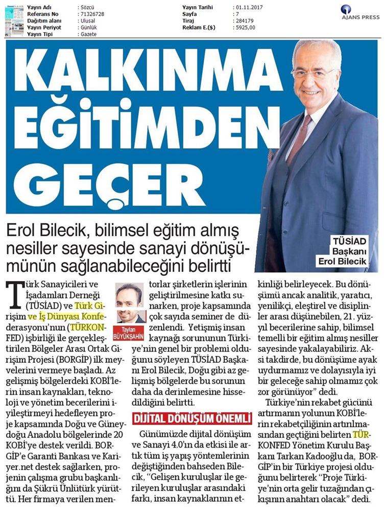 TÜRKONFED Ve TÜSİAD Borgiptanitim Toplantısı Medya Yansimalari 31 Ekim 2017 - 6