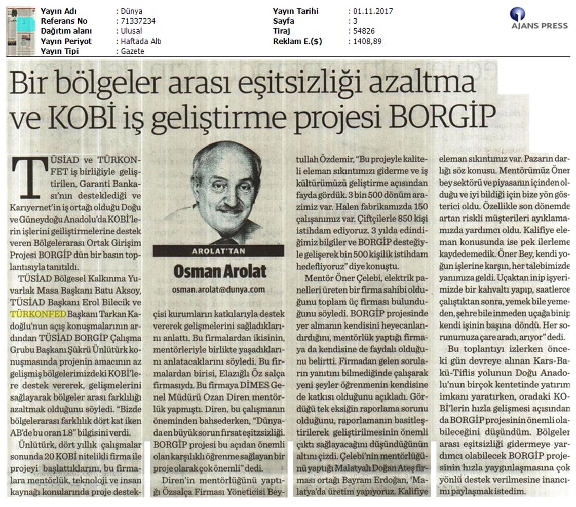 TÜRKONFED Ve TÜSİAD Borgiptanitim Toplantısı Medya Yansimalari 31 Ekim 2017 - 15