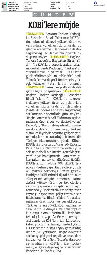 TÜRKONFED Ve TÜSİAD Borgiptanitim Toplantısı Medya Yansimalari 31 Ekim 2017 - 19
