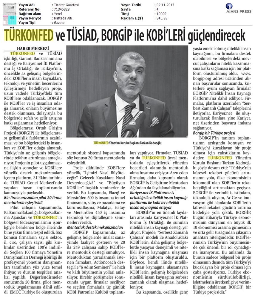 TÜRKONFED Ve TÜSİAD Borgiptanitim Toplantısı Medya Yansimalari 31 Ekim 2017 - 20
