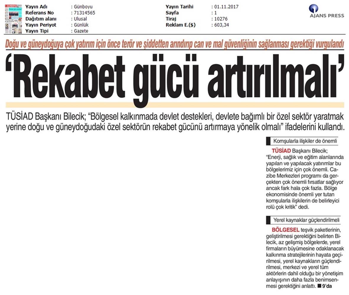 TÜRKONFED Ve TÜSİAD Borgiptanitim Toplantısı Medya Yansimalari 31 Ekim 2017 - 23