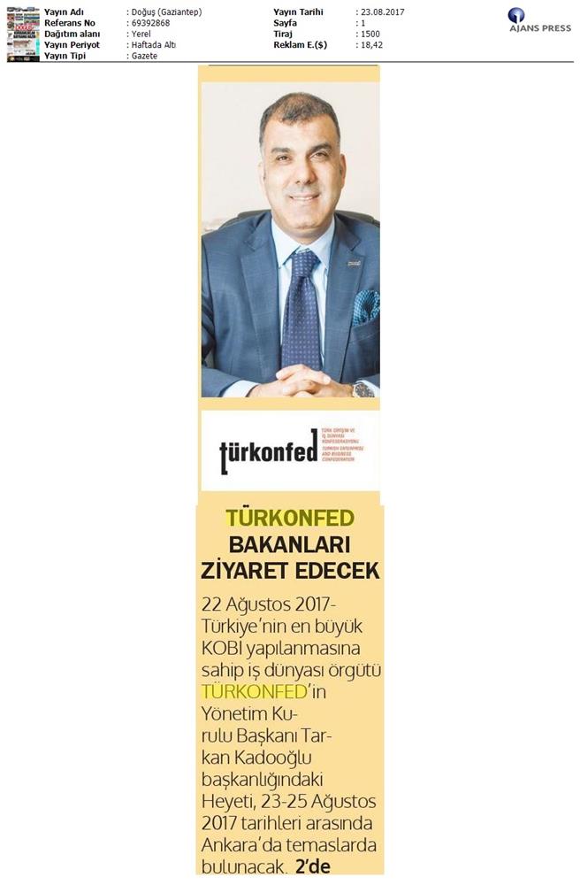 TÜRKONFED Yönetim Kurulu Ankara Temaslari Medya Yansimalari 23 24 Agustos 2017 Ankara - 16