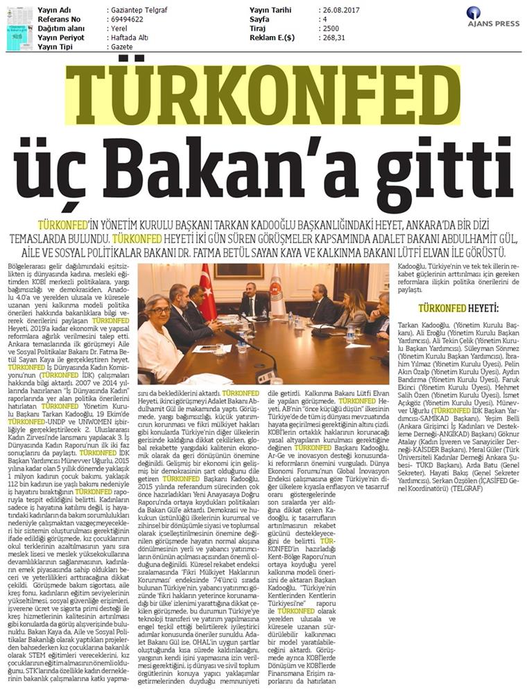 TÜRKONFED Yönetim Kurulu Ankara Temaslari Medya Yansimalari 23 24 Agustos 2017 Ankara - 33