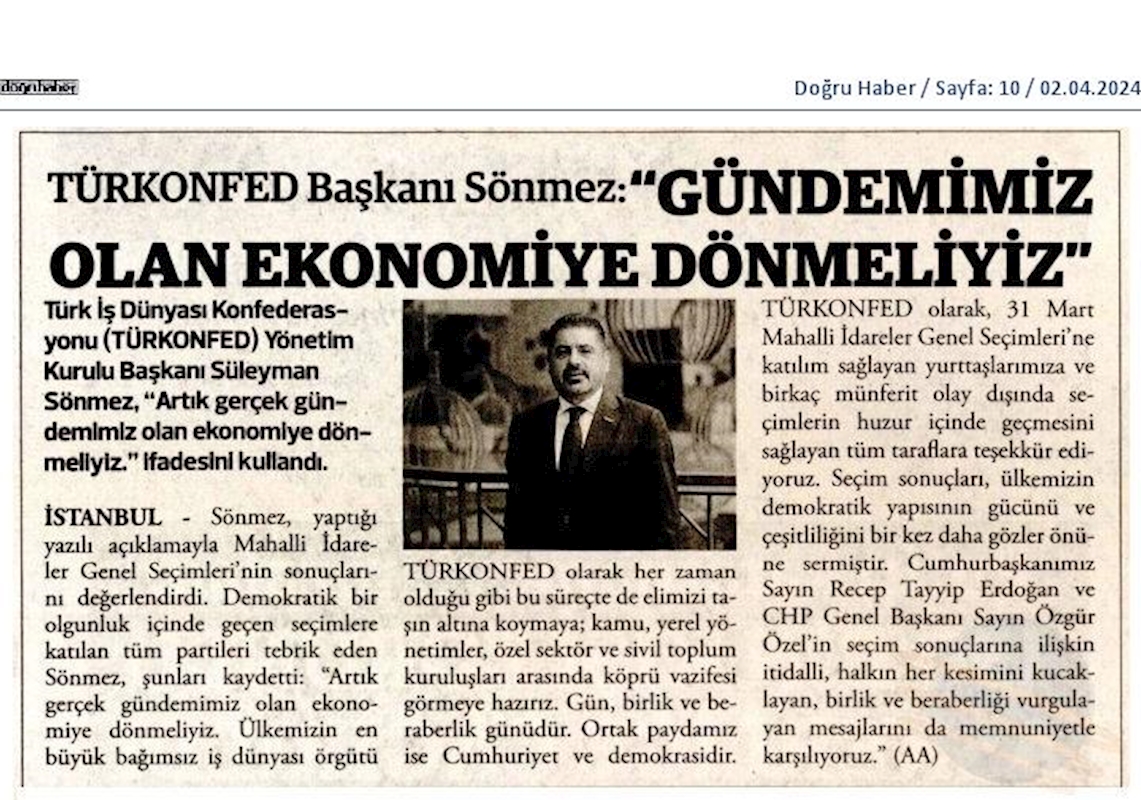 TÜRKONFED Yönetim Kurulu Başkani Suleyman Sönmez Gun Birlik Ve Beraberlik Gunudur - 4