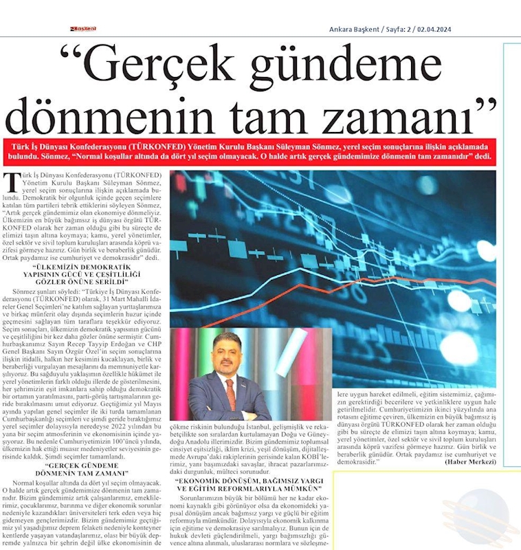 TÜRKONFED Yönetim Kurulu Başkani Suleyman Sönmez Gun Birlik Ve Beraberlik Gunudur - 13