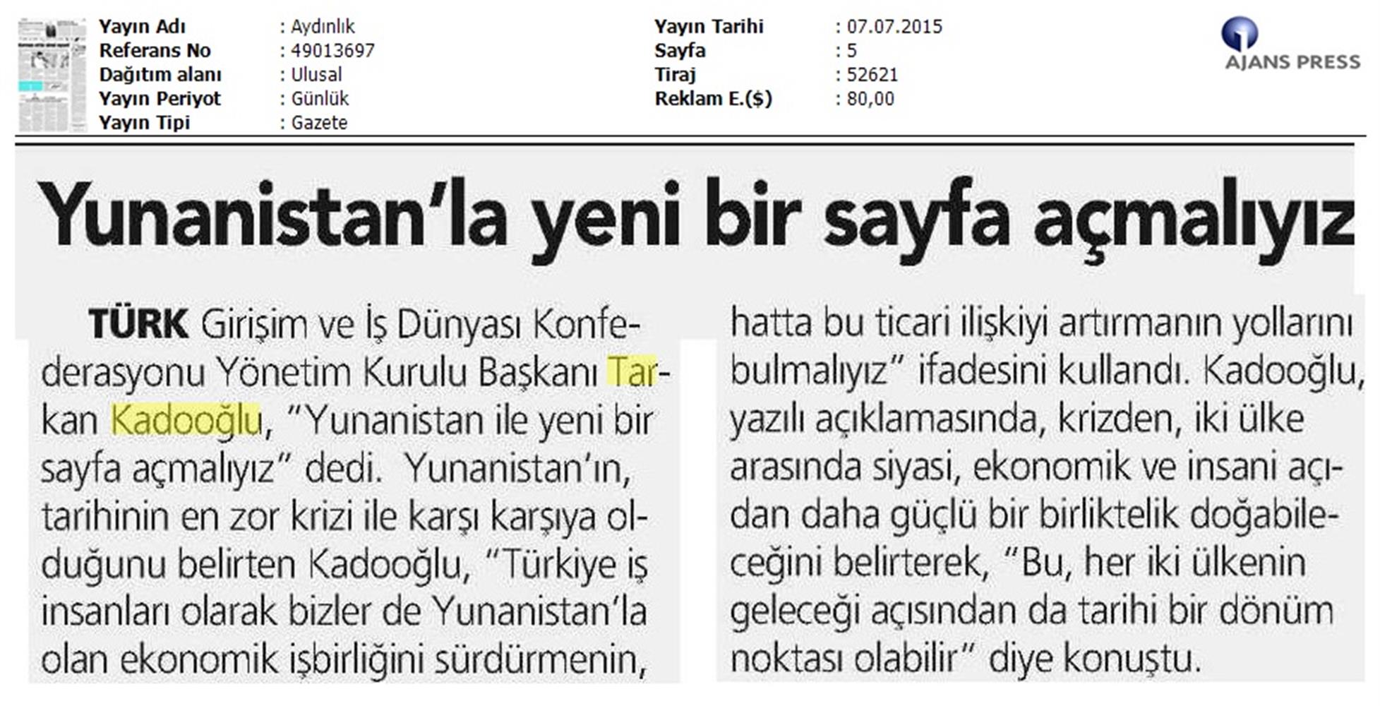 TÜRKONFED Yunanistan Ekonomik Krizi Aciklamasi Yansimalari - 13