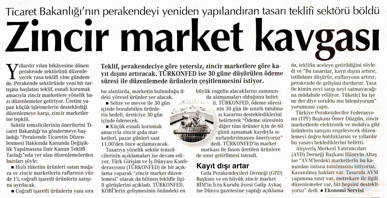 TÜRKONFED Zincir Market Duzenlemesi Basin Aciklamasinin Basin Yansimalari 17 Subat 2021 - 2