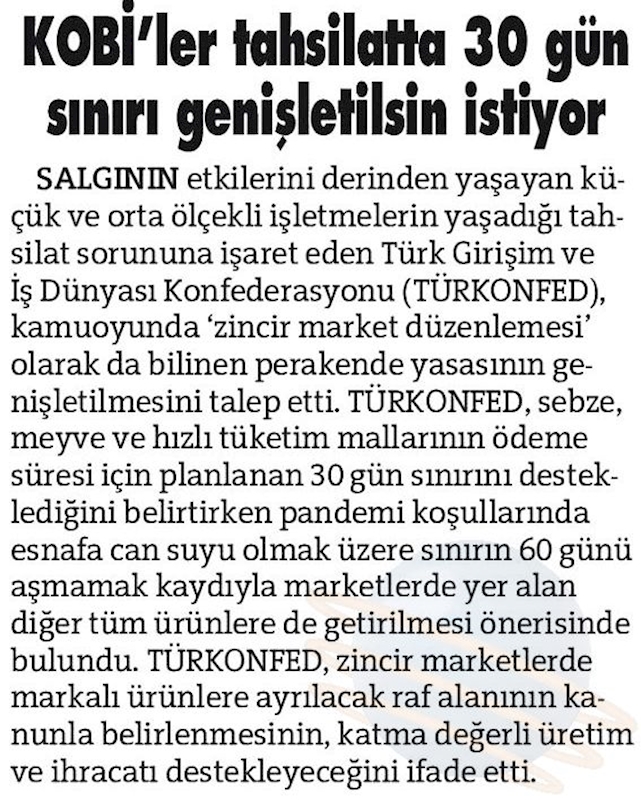 TÜRKONFED Zincir Market Duzenlemesi Basin Aciklamasinin Basin Yansimalari 17 Subat 2021 - 6