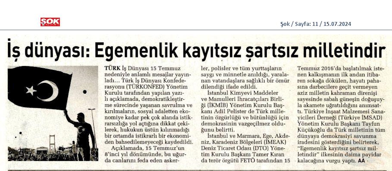 Turkonfedden 15 Temmuz Basin Aciklamasi Ekonomide Istikrarin Temel Sarti Tam Bagimsiz Yargidir - 1