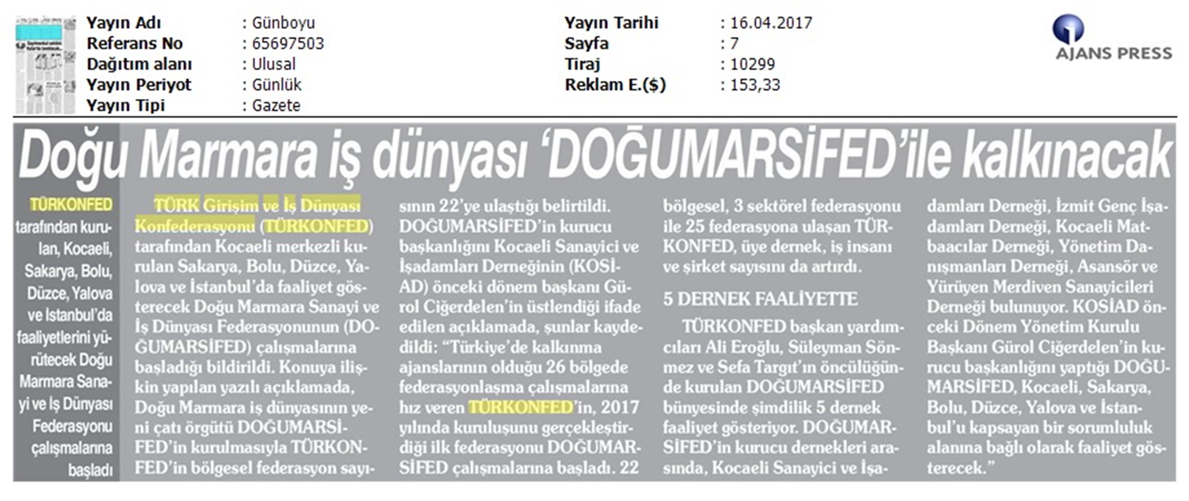 Turkonfedin 22 Bolgesel Federasyonu Dogumarsifed Kuruldu Basin Bulteni Medya Yansimalari 14 Nisan 2017 - 1