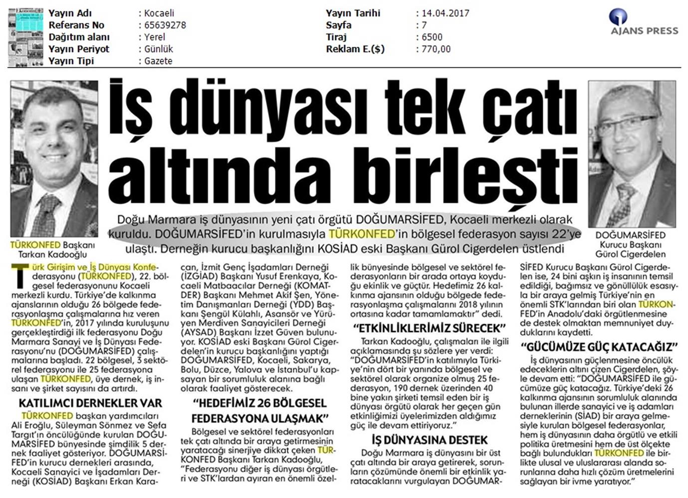 Turkonfedin 22 Bolgesel Federasyonu Dogumarsifed Kuruldu Basin Bulteni Medya Yansimalari 14 Nisan 2017 - 6