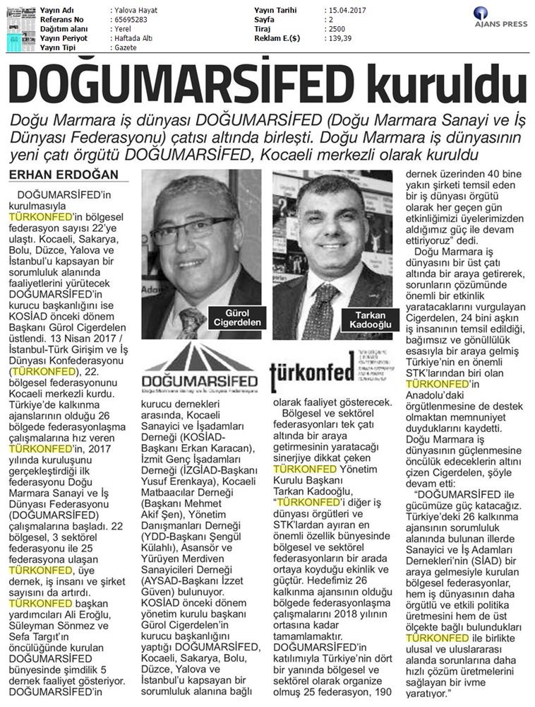 Turkonfedin 22 Bolgesel Federasyonu Dogumarsifed Kuruldu Basin Bulteni Medya Yansimalari 14 Nisan 2017 - 9