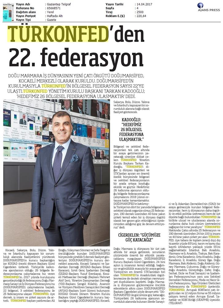 Turkonfedin 22 Bolgesel Federasyonu Dogumarsifed Kuruldu Basin Bulteni Medya Yansimalari 14 Nisan 2017 - 11
