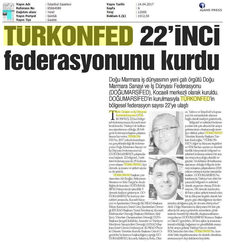 Turkonfedin 22 Bolgesel Federasyonu Dogumarsifed Kuruldu Basin Bulteni Medya Yansimalari 14 Nisan 2017 - 13