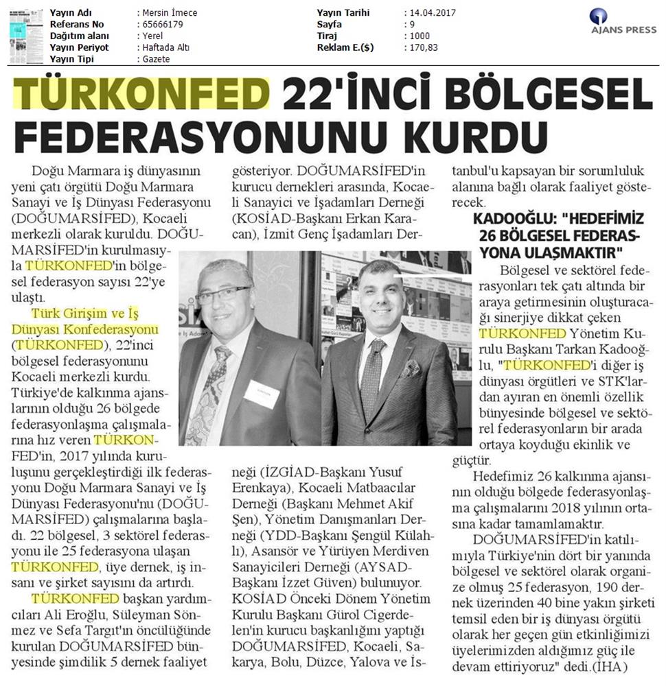 Turkonfedin 22 Bolgesel Federasyonu Dogumarsifed Kuruldu Basin Bulteni Medya Yansimalari 14 Nisan 2017 - 21