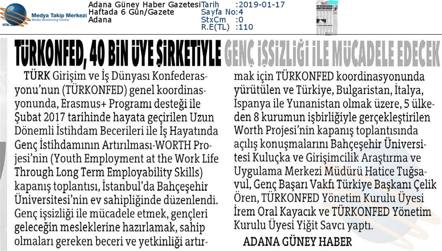Worth Projesi Kapanis Toplantısı Medya Yansimalari 16 Ocak 2019 Istanbul - 11