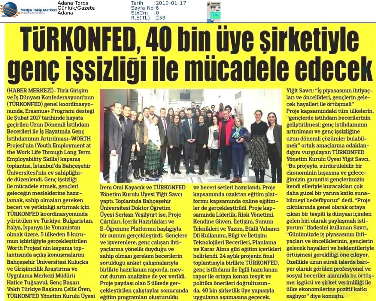 Worth Projesi Kapanis Toplantısı Medya Yansimalari 16 Ocak 2019 Istanbul - 16