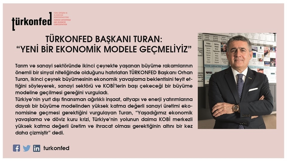 TÜRKONFED Başkanı Turan: “Yeni Bir Ekonomik Modele Geçmeliyiz”