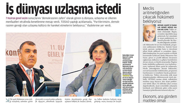 TÜRKONFED'in seçim sonrası açıklamaları medyada geniş yer buldu.