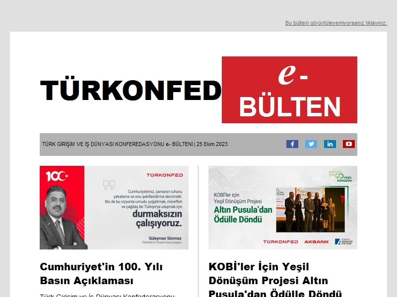 TÜRKONFED Ekim 2023 E-Bülten