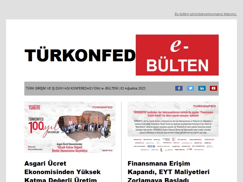 TÜRKONFED Temmuz 2023 E-Bülten