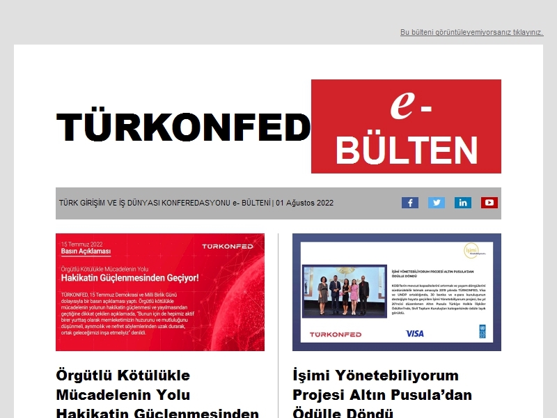 TÜRKONFED Temmuz 2022 E-Bülten