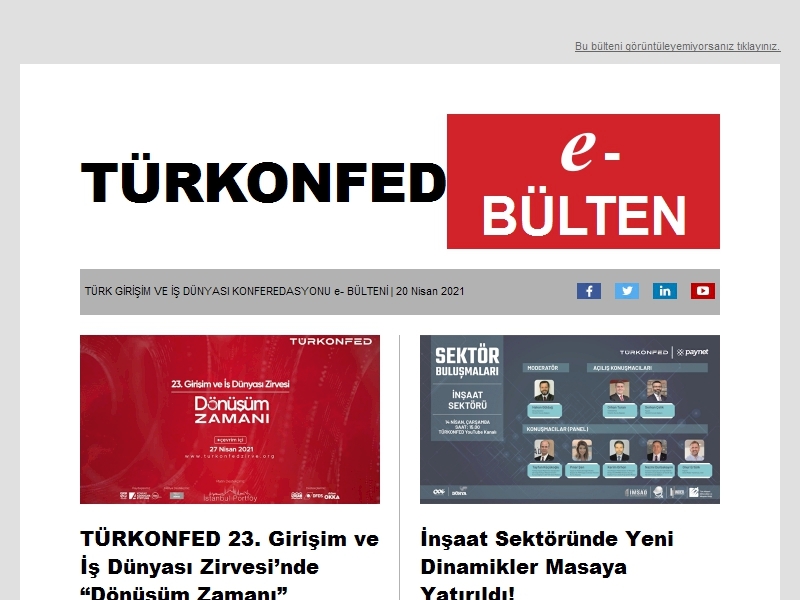 TÜRKONFED Nisan 2021 E-Bülten