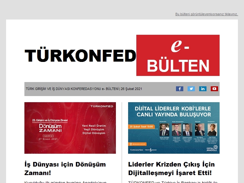 TÜRKONFED Şubat 2021 E-Bülten