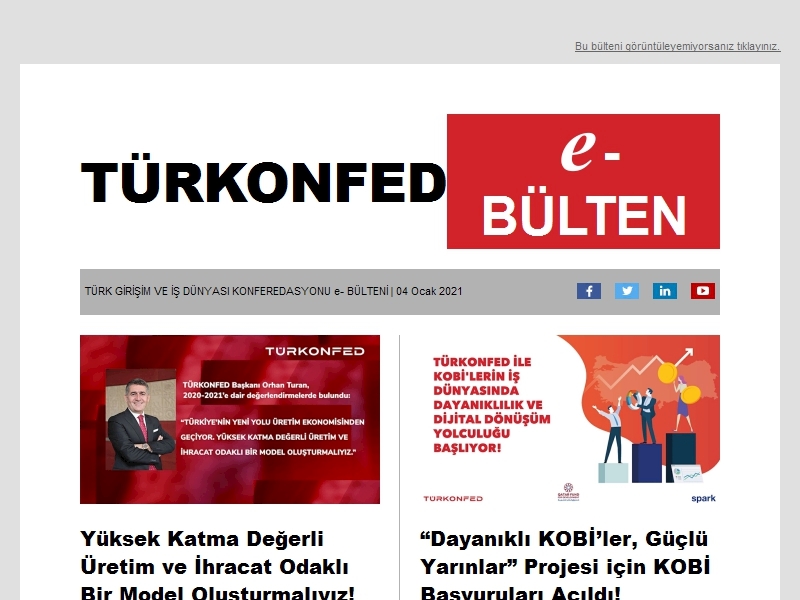 TÜRKONFED Ocak 2021 E-Bülten