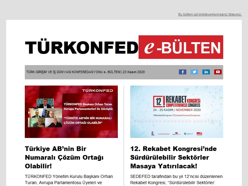 TÜRKONFED Kasım 2020 E-Bülten